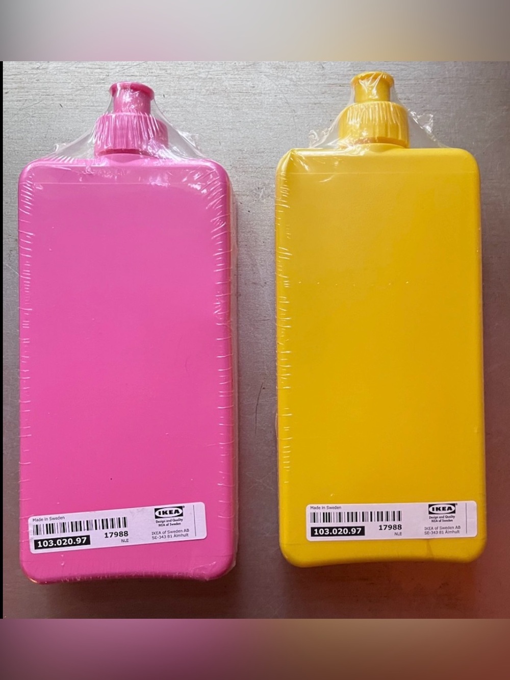 IKEA SOMMAR 2015 Pink & Yellow 0.7L Ice Bottle Container Set New Sealed